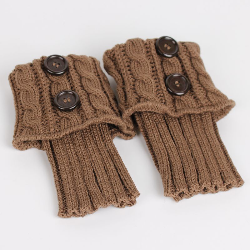 Cable Knit Boot Cuff Leg Warmers with Buttons Women Fashionable Foot Coverings